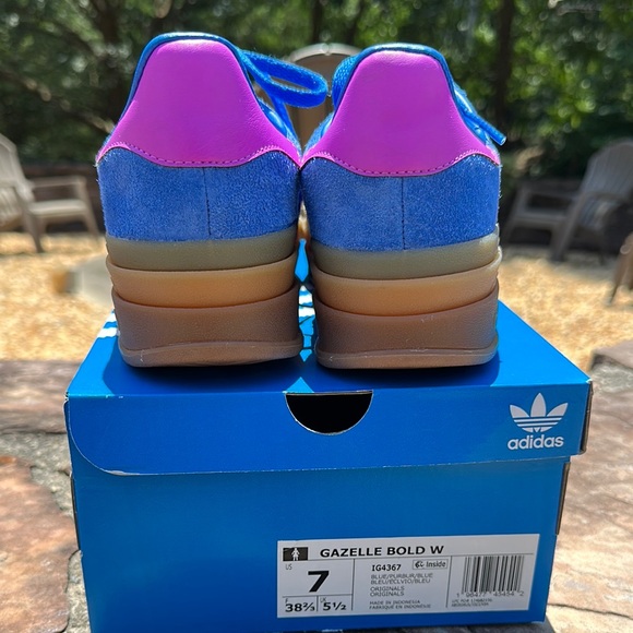 Adidas Women's Gazelle Bold Blue and Purple Platform Sneakers - Picture 3 of 6